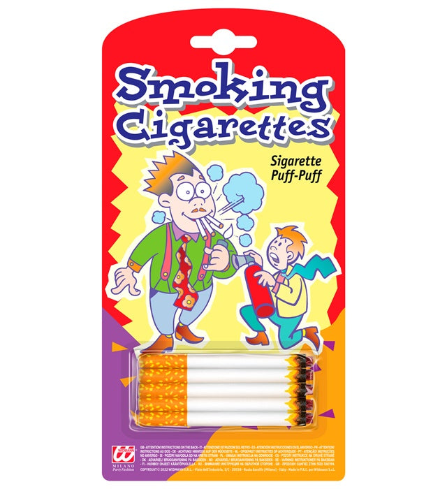 Set von 5 realistischen Puff-Puff Zigaretten als Fasnacht Kostümzubehör