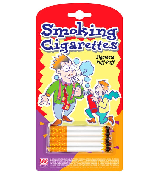 Set von 5 realistischen Puff-Puff Zigaretten als Fasnacht Kostümzubehör