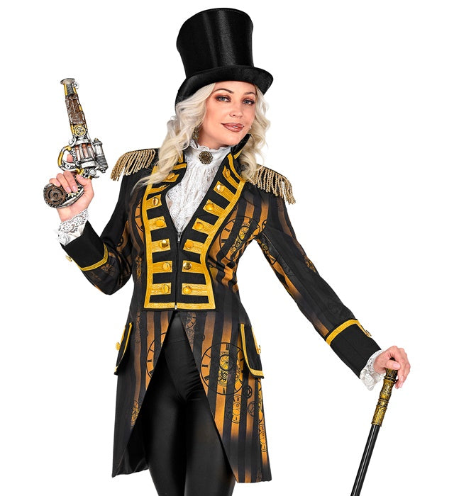 Damen Steampunk Paradefrack braun-schwarz mit viktorianischen Details