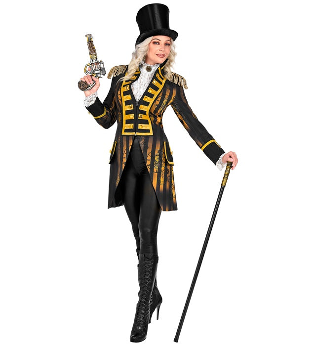 Damen Steampunk Paradefrack braun-schwarz mit viktorianischen Details