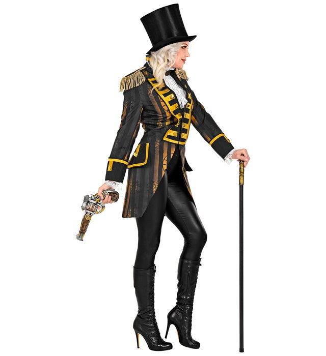 Damen Steampunk Paradefrack braun-schwarz mit viktorianischen Details