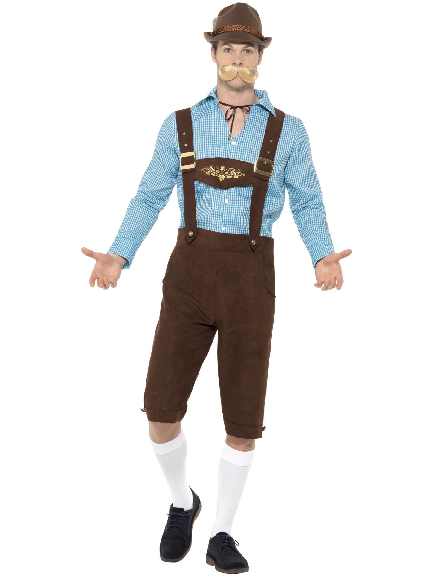 Smiffys Bavarian Beer Fest Kostüm für Herren blau-braun – Produktansicht