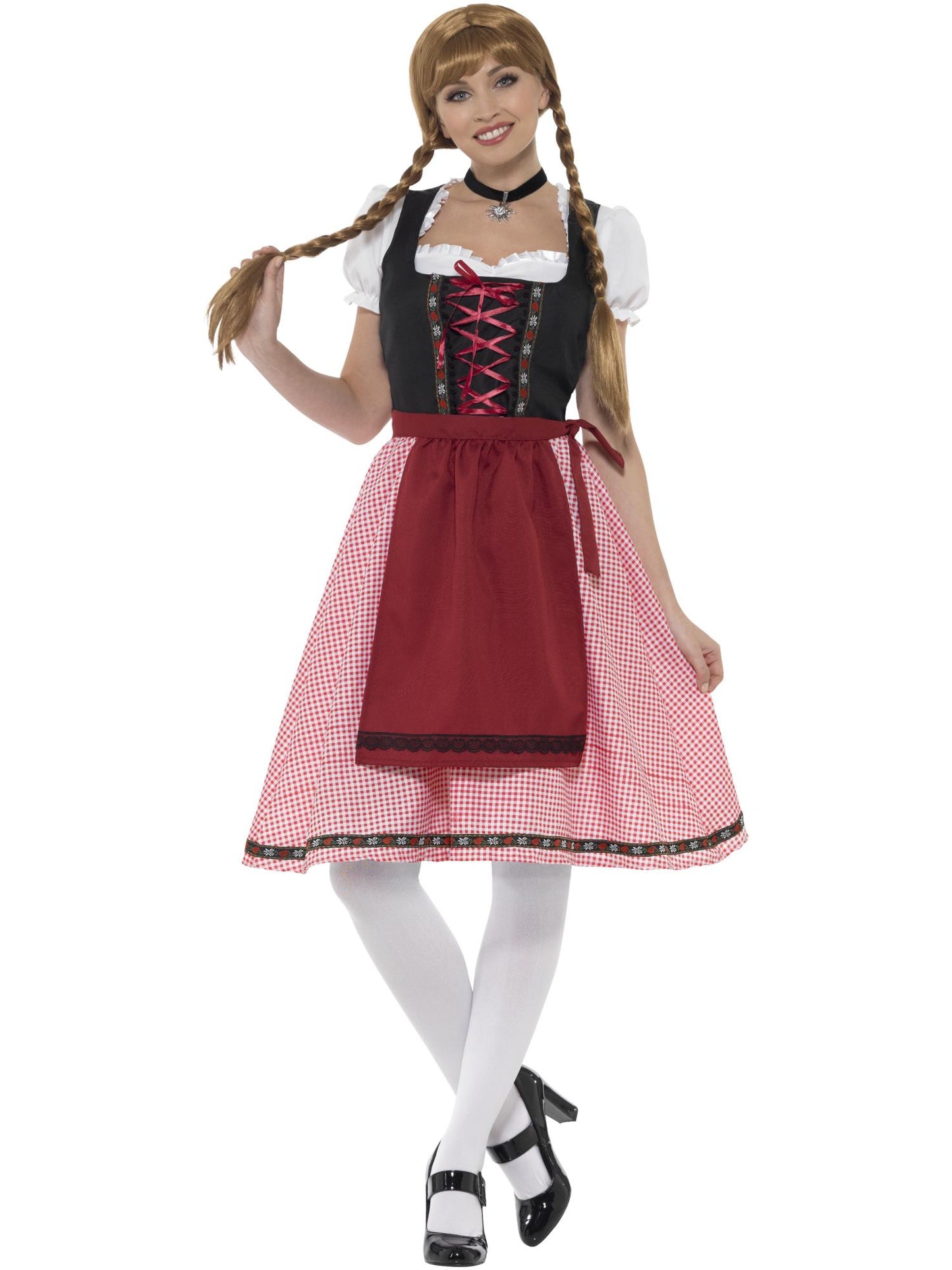 Smiffys Bavarian Tavern Maid Costume, Red & Black CS für Damen
