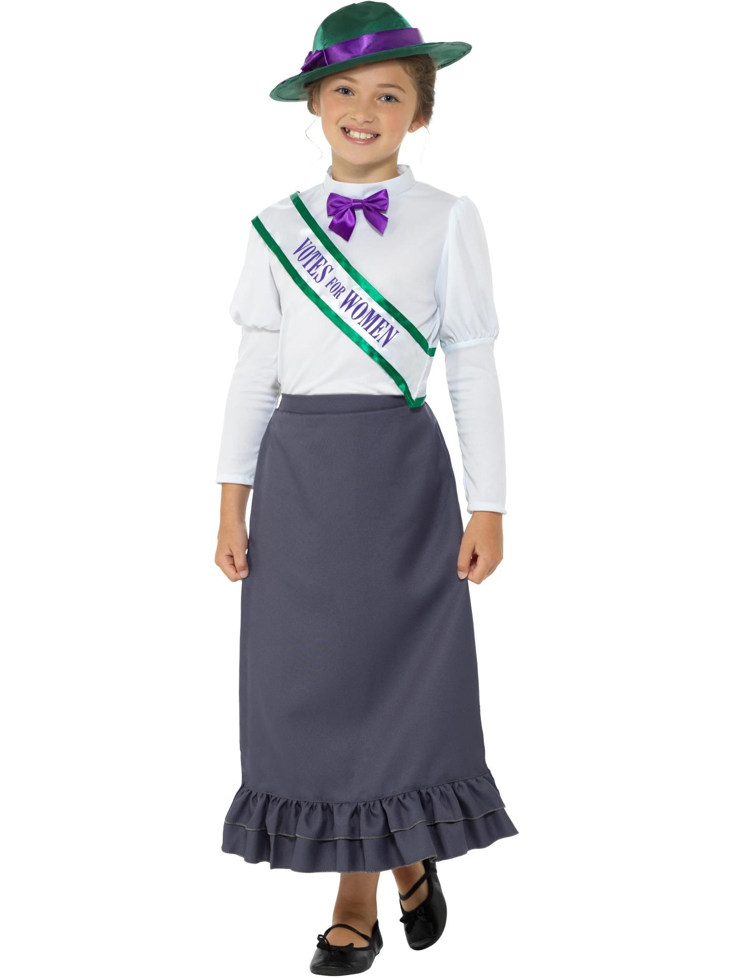 Smiffys Victorian Suffragette Costume, Grey CS für Mädchen
