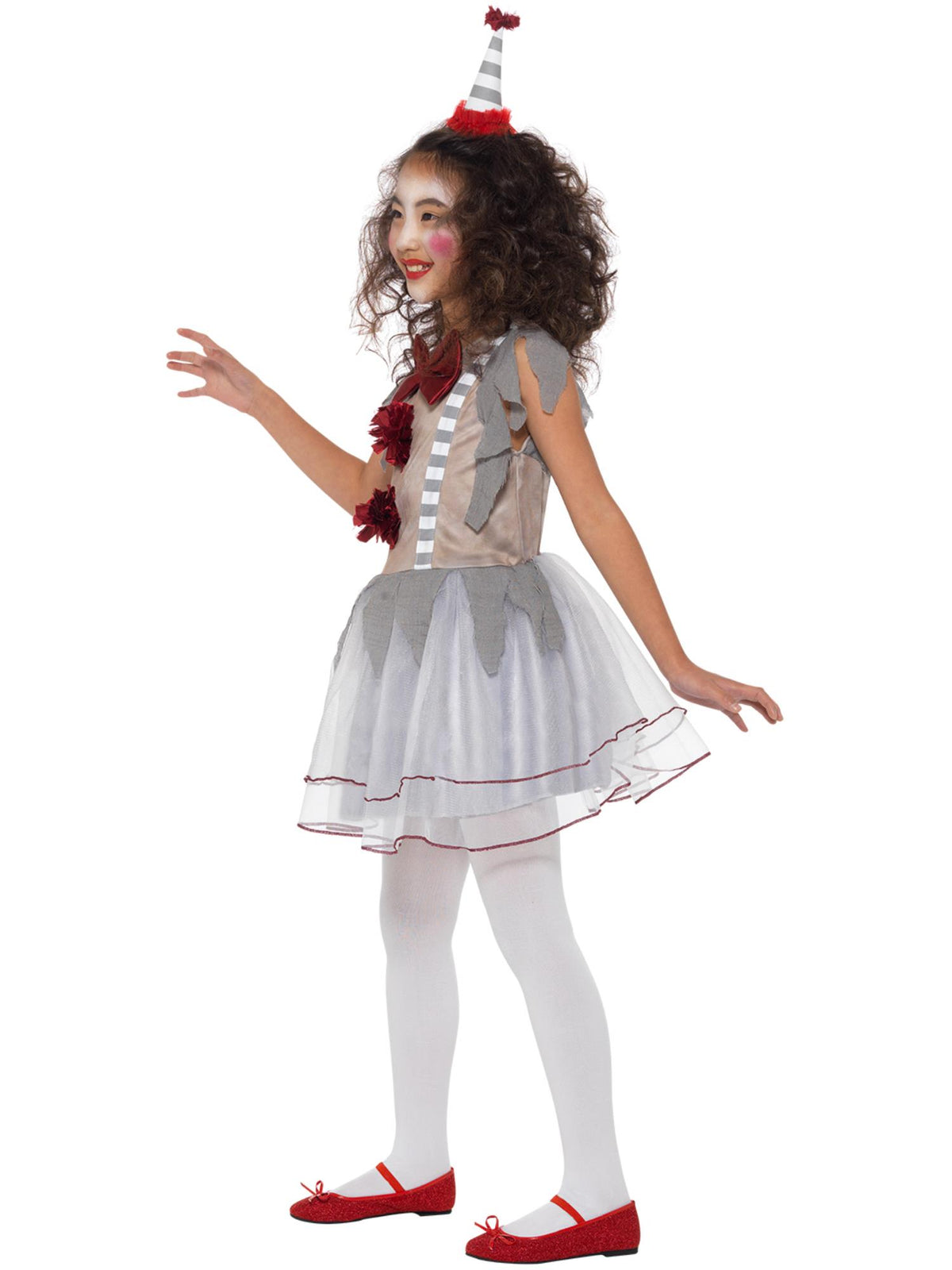 Smiffys Vintage Clown Mädchenkostüm, Grey & Red CS