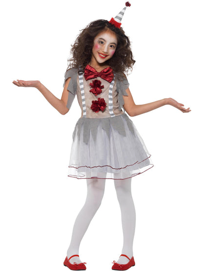 Smiffys Vintage Clown Mädchenkostüm, Grey & Red CS