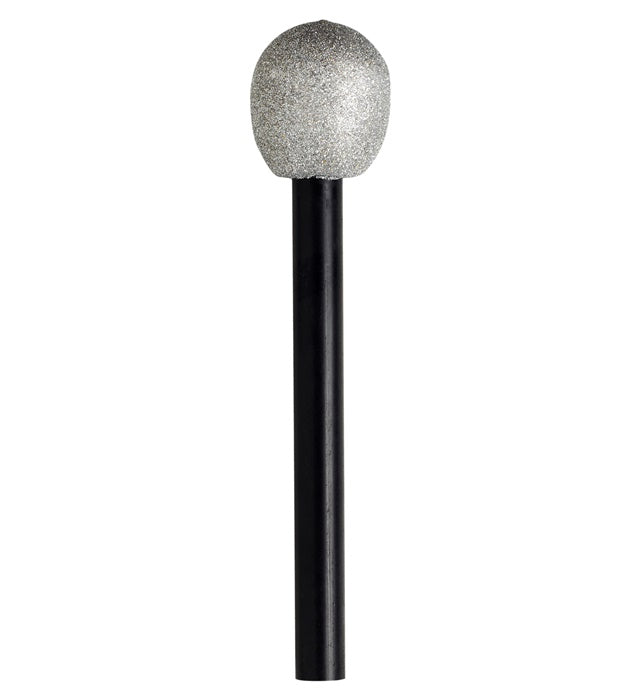 Schwarzes Mikrofon 26 cm als Party-Accessoire für Fasnacht und Karneval