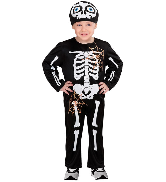 Skelett-Kostüm Overall mit Kapuze schwarz-weiss für Fasnacht