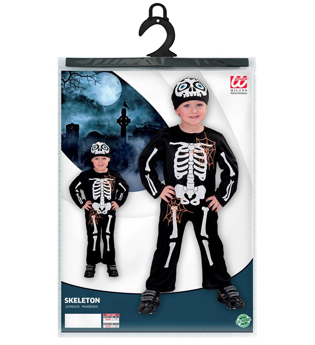 Skelett-Kostüm Overall mit Kapuze schwarz-weiss für Fasnacht