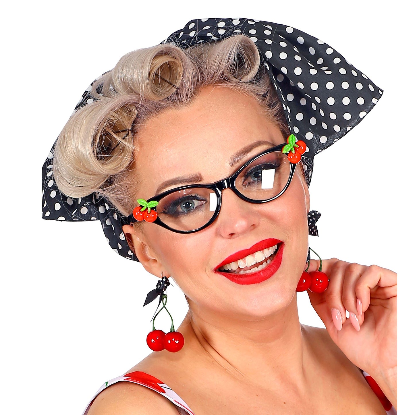 "50's CHERRY SET" (Brille, Ohrringe, Halstuch) – Ansicht 4