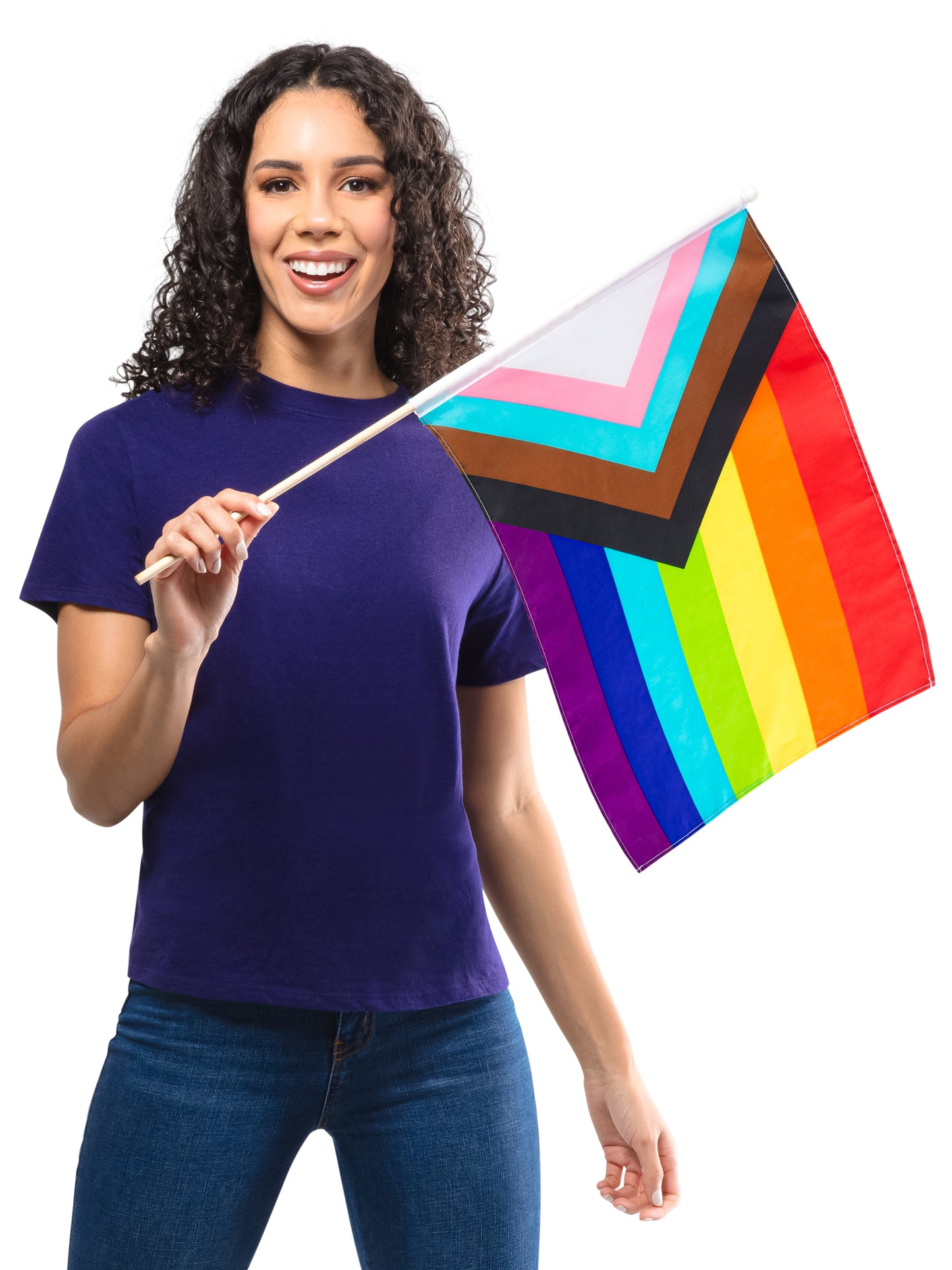 Rubies Pride Progressive Rainbow Flag 48 × 60 cm – Seitenansicht