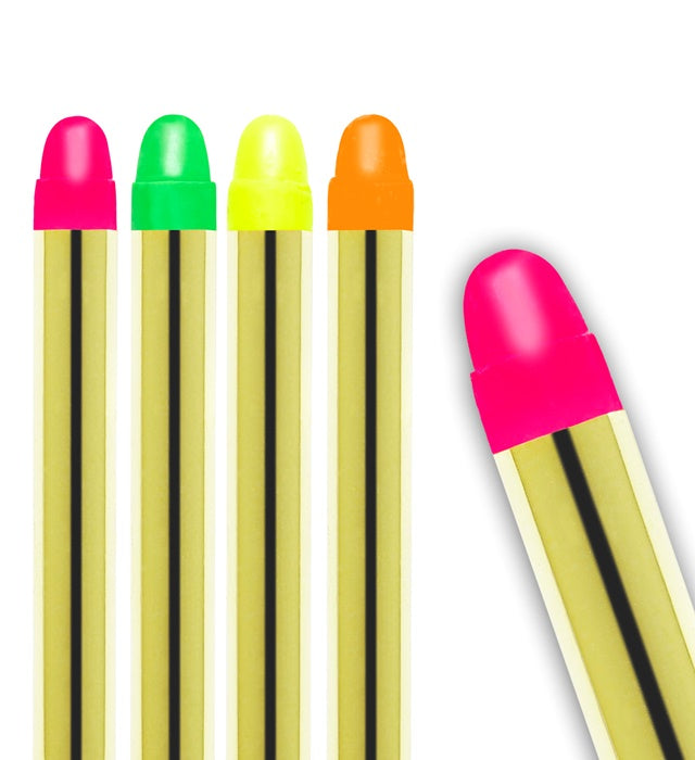 Set mit 5 bunten Neon Schminkstiften für Fasnacht und Karneval