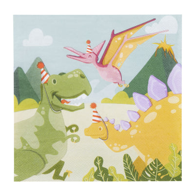 Boland Tischdekoration Dino Party Papierservietten 20 Stück 33 x 33 cm kompostierbar