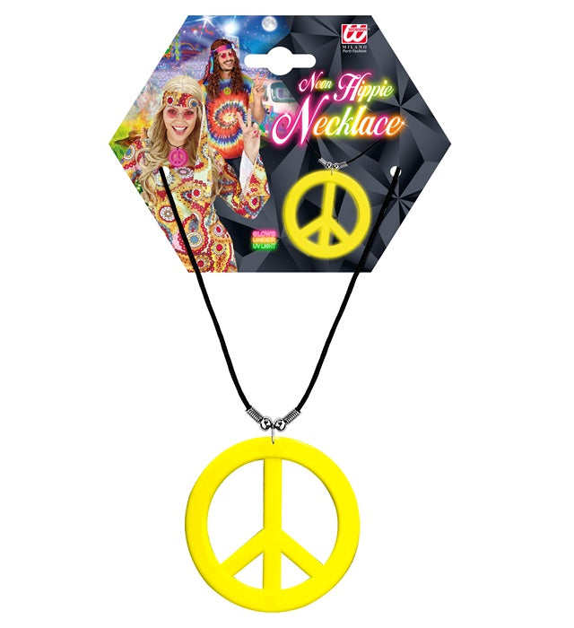 Neongelbe Hippie-Kette als Fasnachts-Accessoire