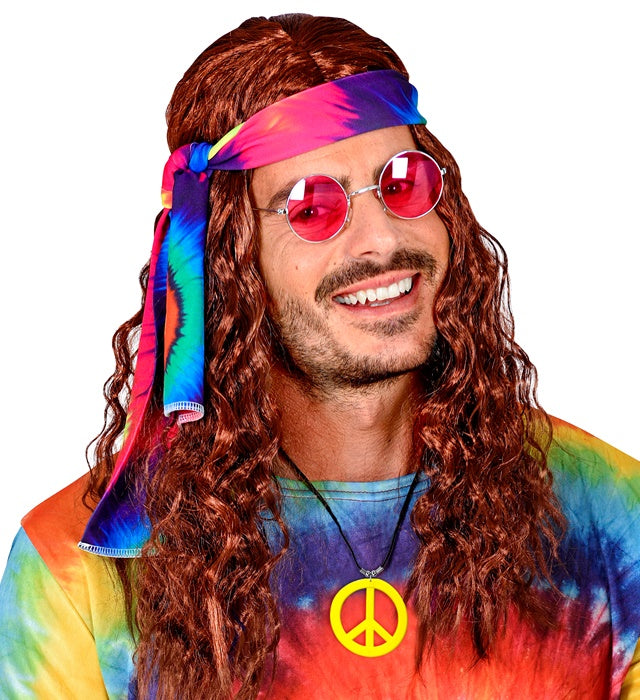 Neongelbe Hippie-Kette als Fasnachts-Accessoire