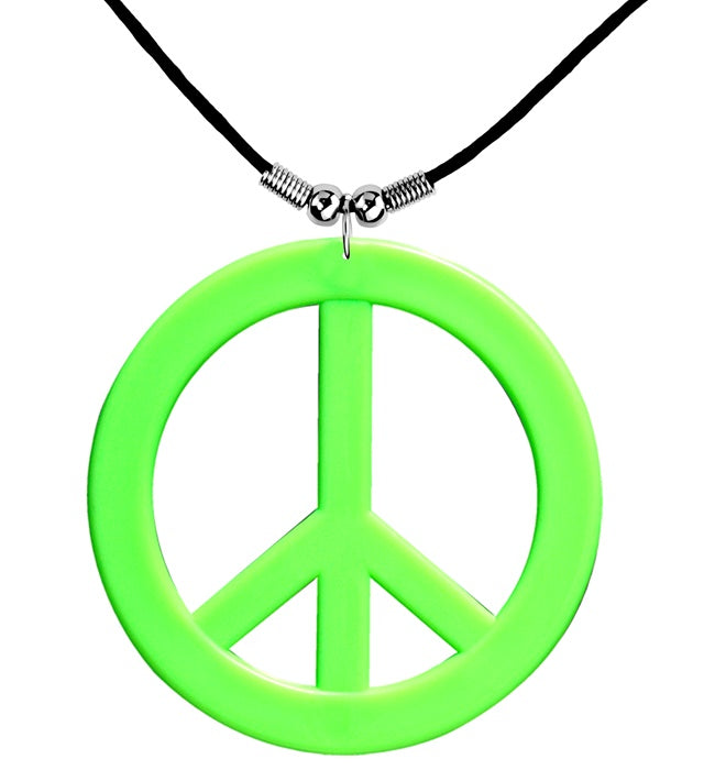 Leuchtend neongrüne Hippie-Kette als Fasnachts-Accessoire