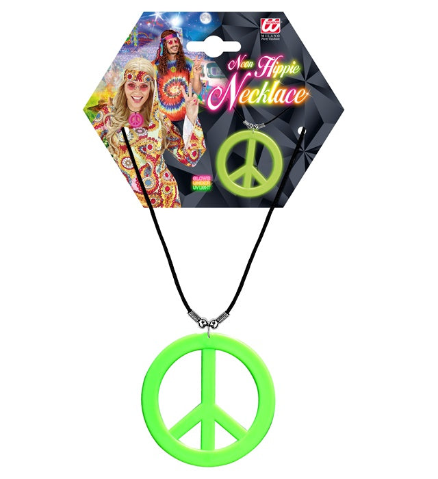 Leuchtend neongrüne Hippie-Kette als Fasnachts-Accessoire
