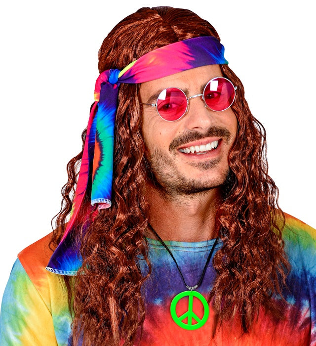Leuchtend neongrüne Hippie-Kette als Fasnachts-Accessoire