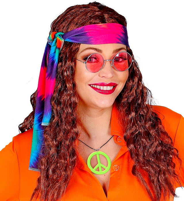 Leuchtend neongrüne Hippie-Kette als Fasnachts-Accessoire