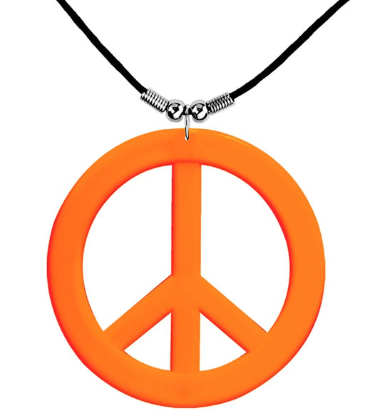 Neon orangefarbene Peacezeichen-Kette als Fasnacht-Accessoire