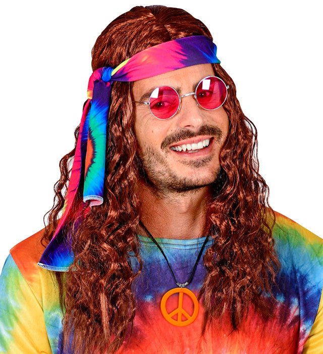 Neon orangefarbene Peacezeichen-Kette als Fasnacht-Accessoire