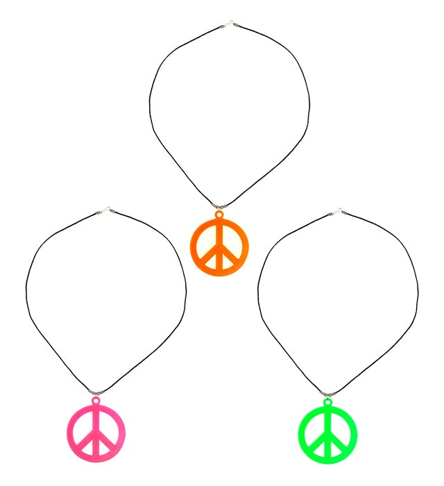 Bunte Neon Hippiekette in drei Farben als Fasnacht-Accessoire