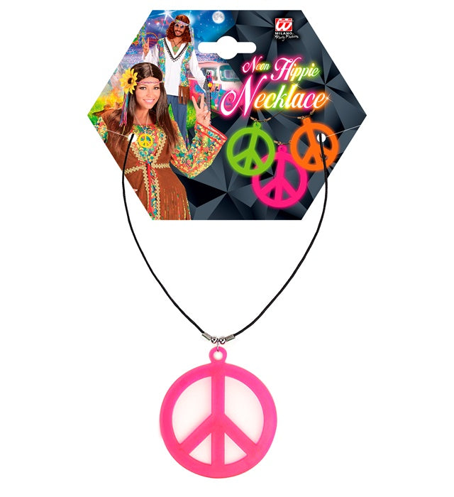 Bunte Neon Hippiekette in drei Farben als Fasnacht-Accessoire
