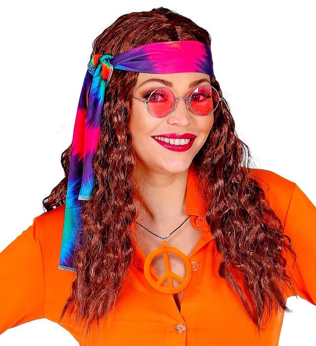 Bunte Neon Hippiekette in drei Farben als Fasnacht-Accessoire
