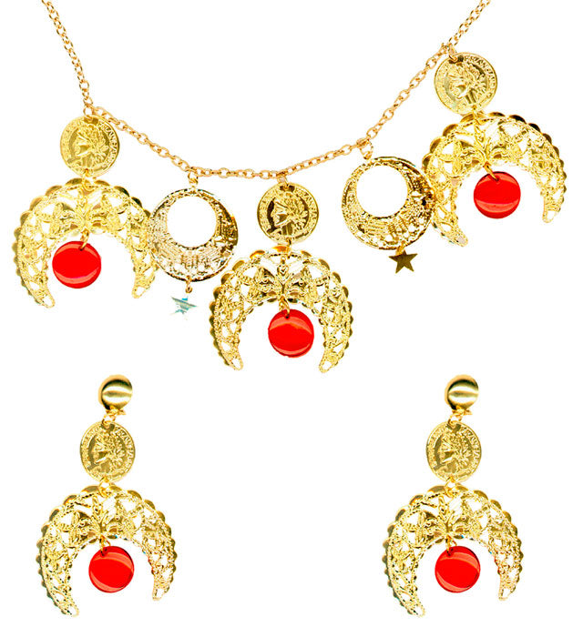 Accessoire-Set mit Halskette und Ohrringen in traditionellem Stil für festliche Anlässe