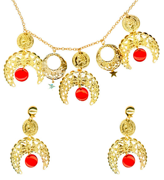 Accessoire-Set mit Halskette und Ohrringen in traditionellem Stil für festliche Anlässe