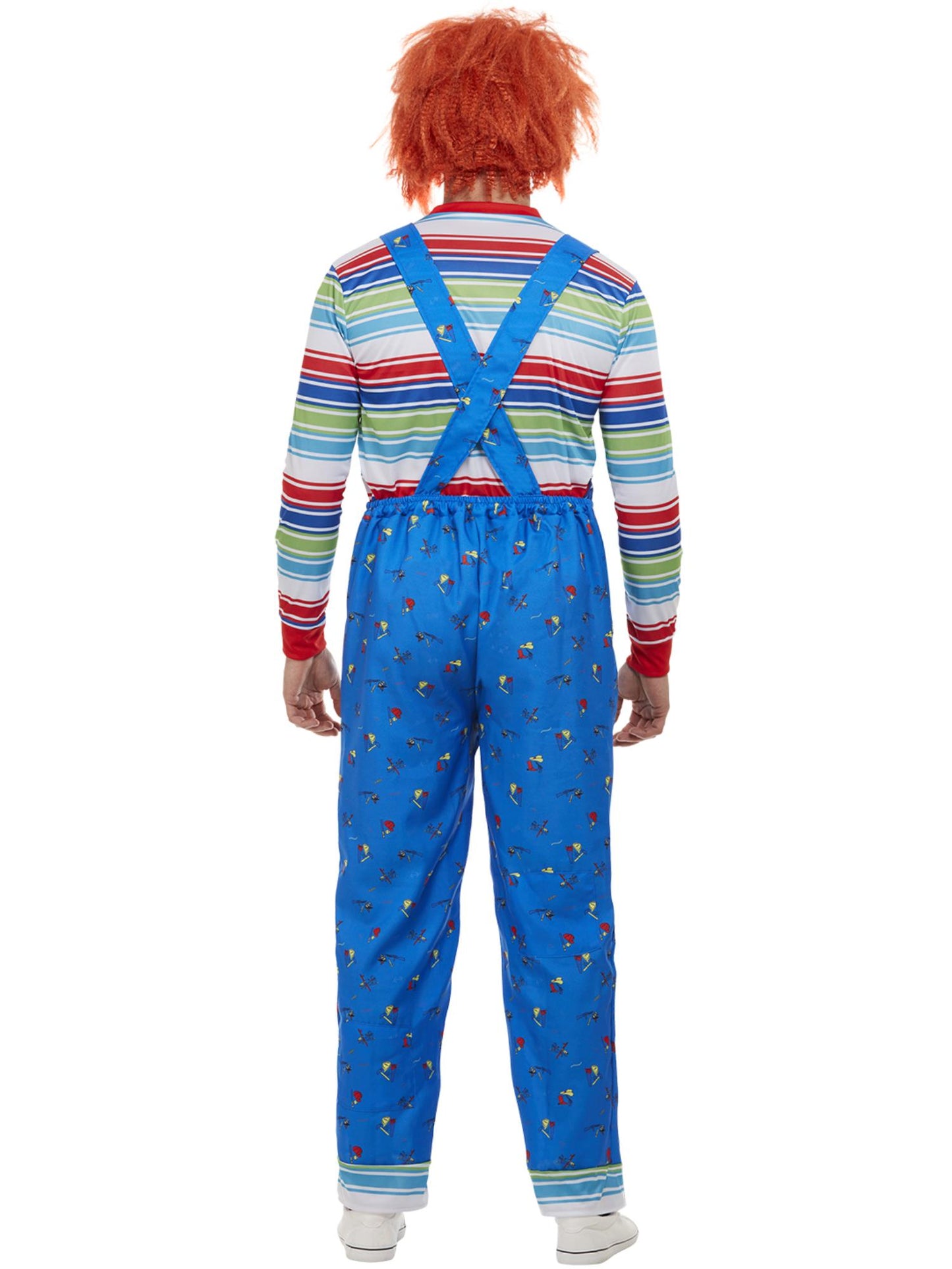 Smiffys Chucky Kostüm Blue für Herren mit Oberteil und bedruckter Latzhose – Detailansicht