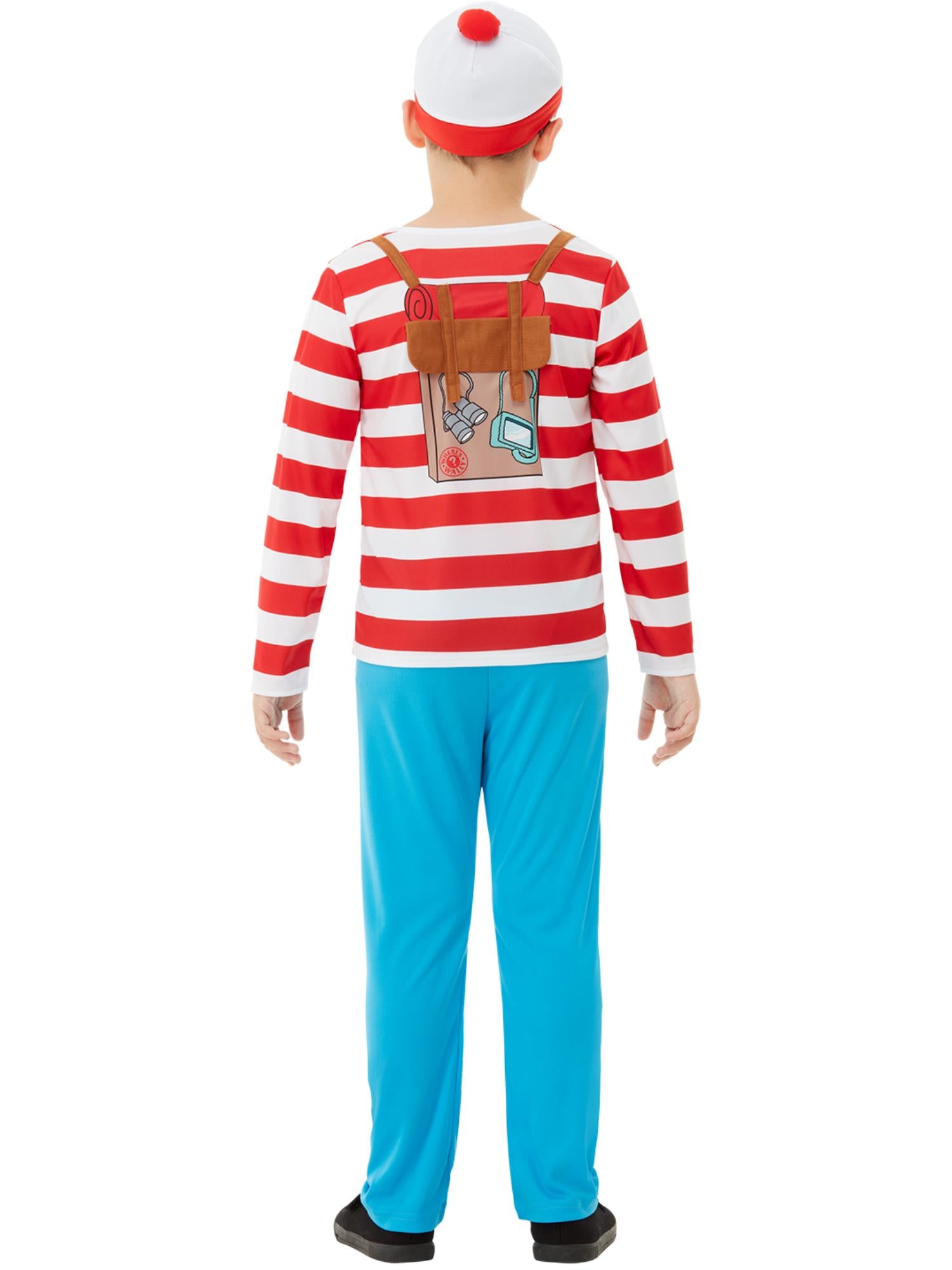 Smiffys Where's Wally Deluxe Kostüm für Jungen rot weiss – Detailansicht