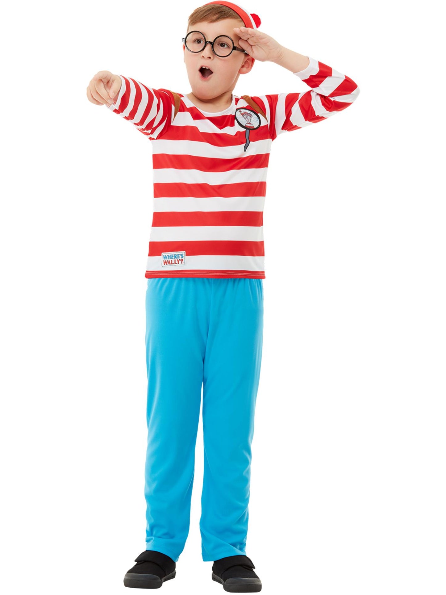 Smiffys Where's Wally Deluxe Kostüm für Jungen rot weiss – Produktansicht