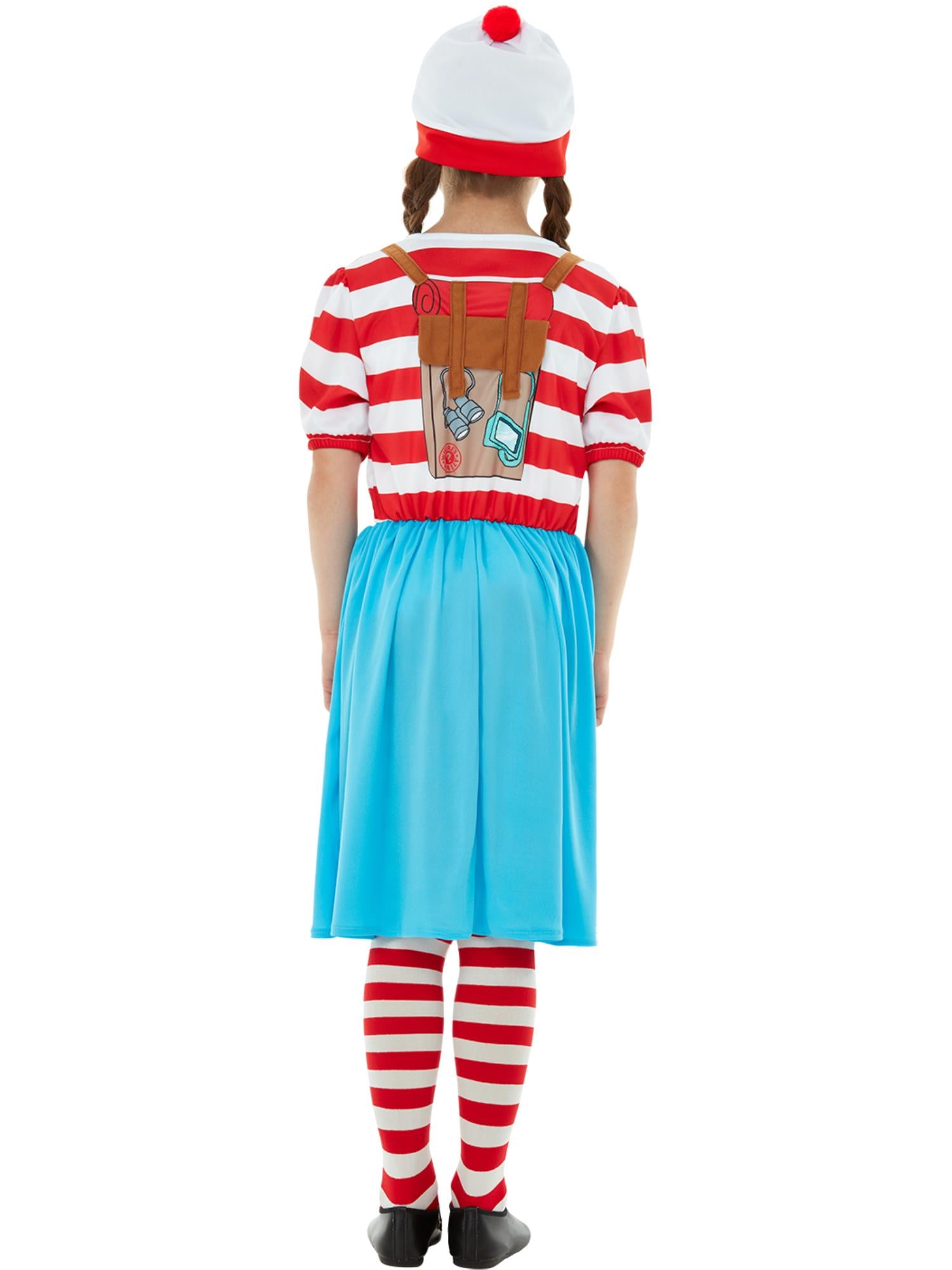 Smiffys Where's Wally? Wenda Deluxe-Kostüm für Mädchen in Rot und Weiss – Detailansicht