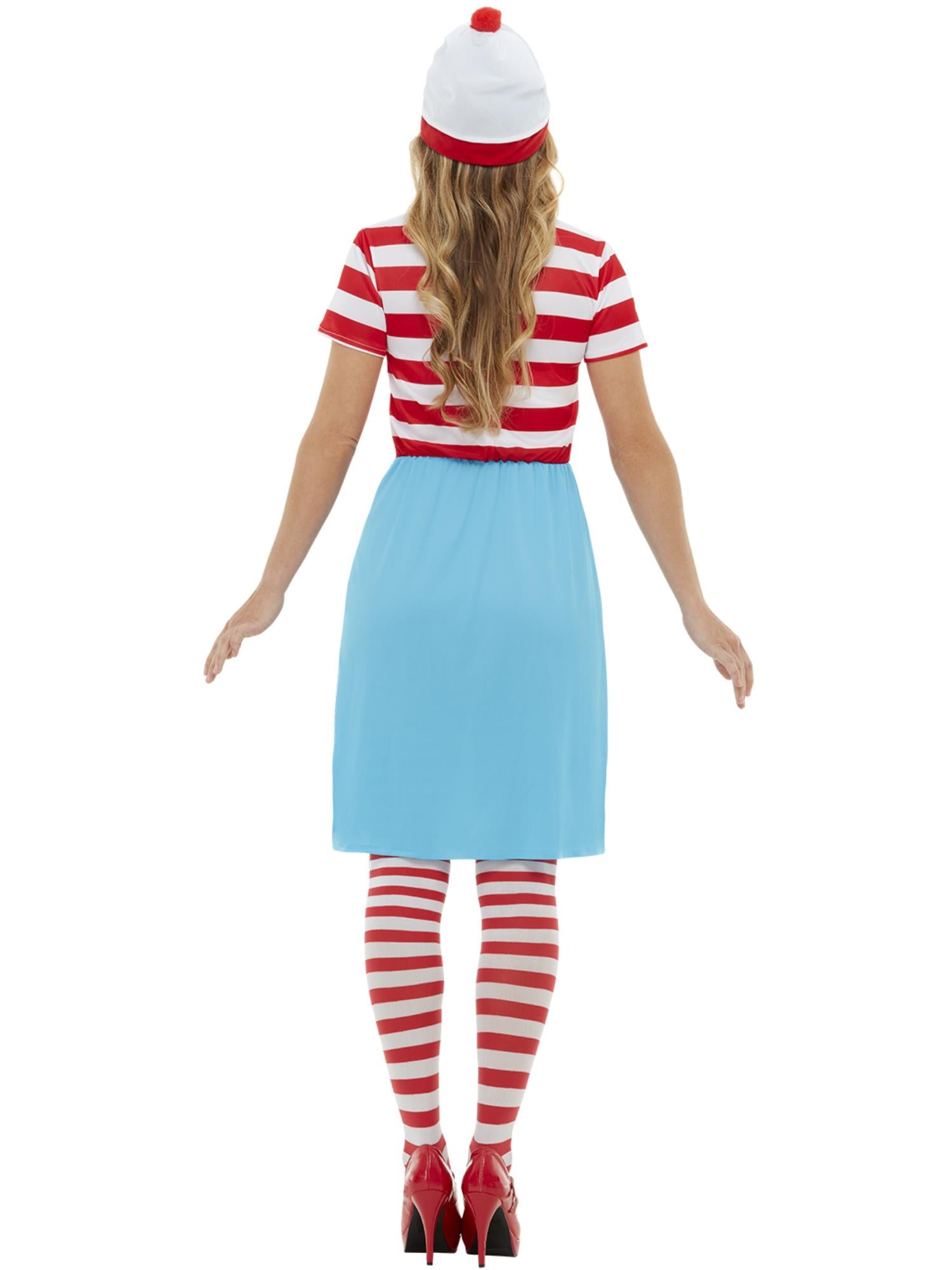 Smiffys Wenda-Kostüm für Damen in Rot und Weiss mit Kleid, Hut und Brille – Detailansicht