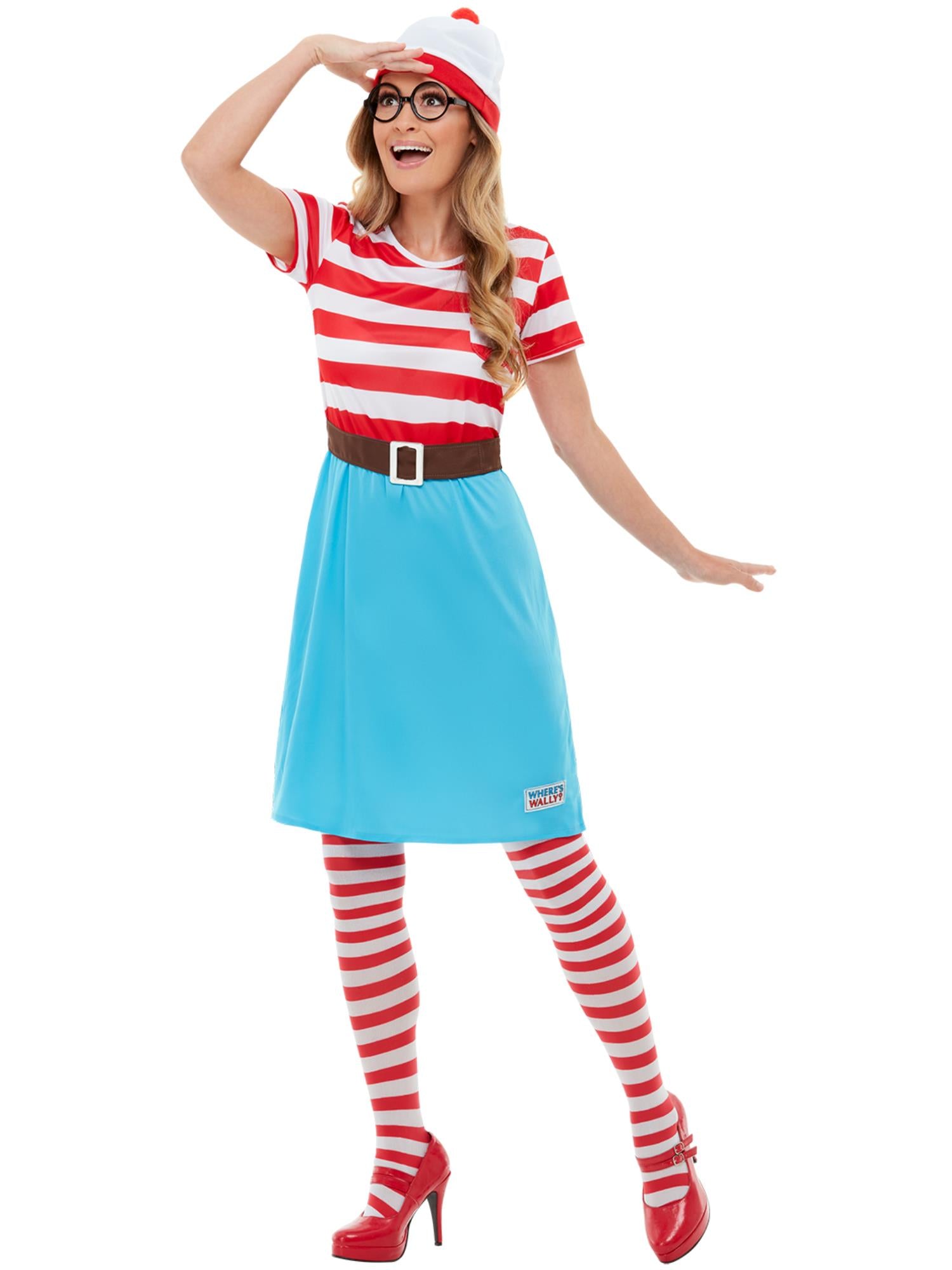 Smiffys Wenda-Kostüm für Damen in Rot und Weiss mit Kleid, Hut und Brille – Produktansicht