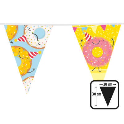 Boland Donut Wimpelkette 6 Meter mit 30x20 cm bunten PE-Fahnen Kinder Partydekoration