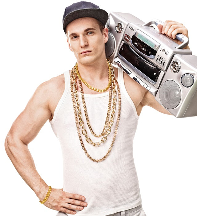 Goldene Halskette und Armband als Accessoire für Gangster- und Rapper-Kostüm