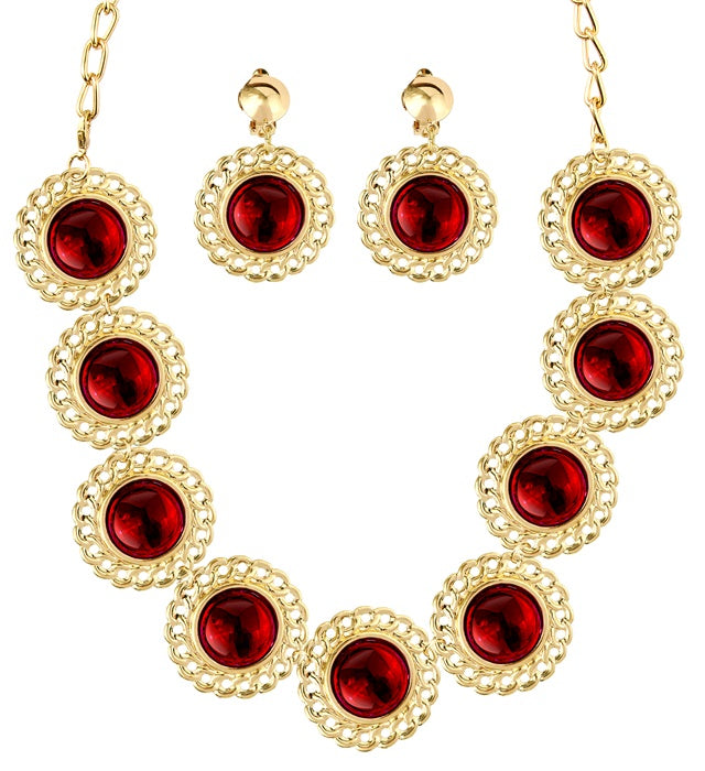 Renaissance Königin Set mit roten Edelsteinen als Kostümzubehör