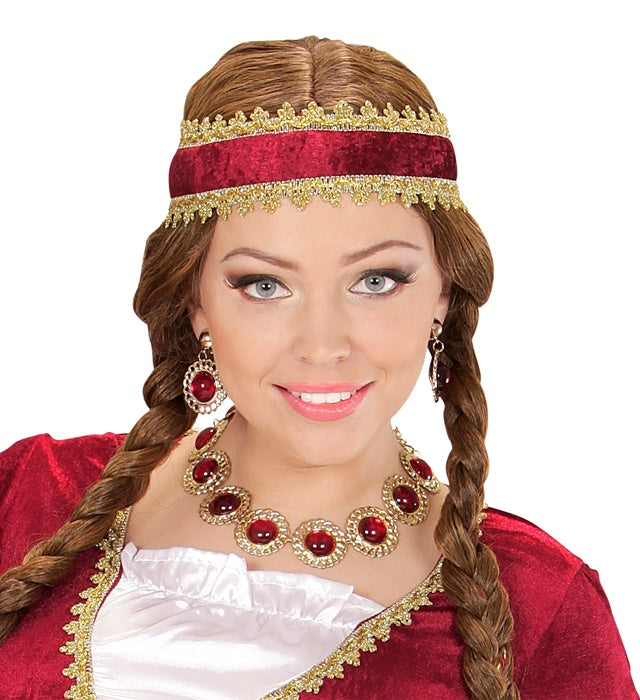 Renaissance Königin Set mit roten Edelsteinen als Kostümzubehör