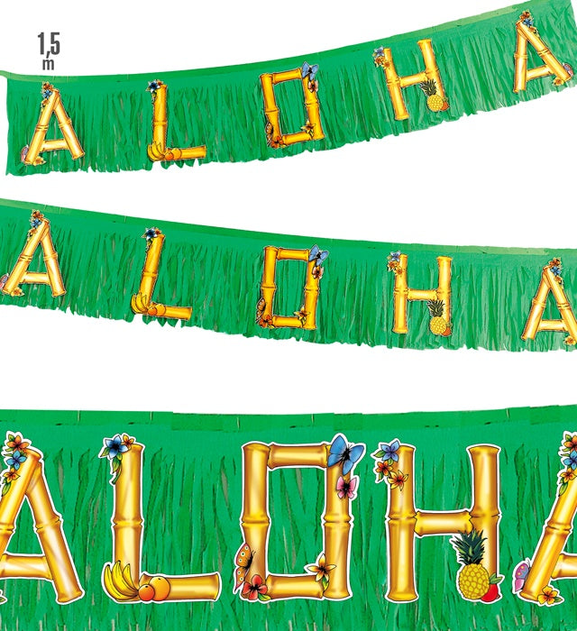 Bunte Aloha-Girlande aus Papierblüten in leuchtenden Farben, 1,50 Meter lang