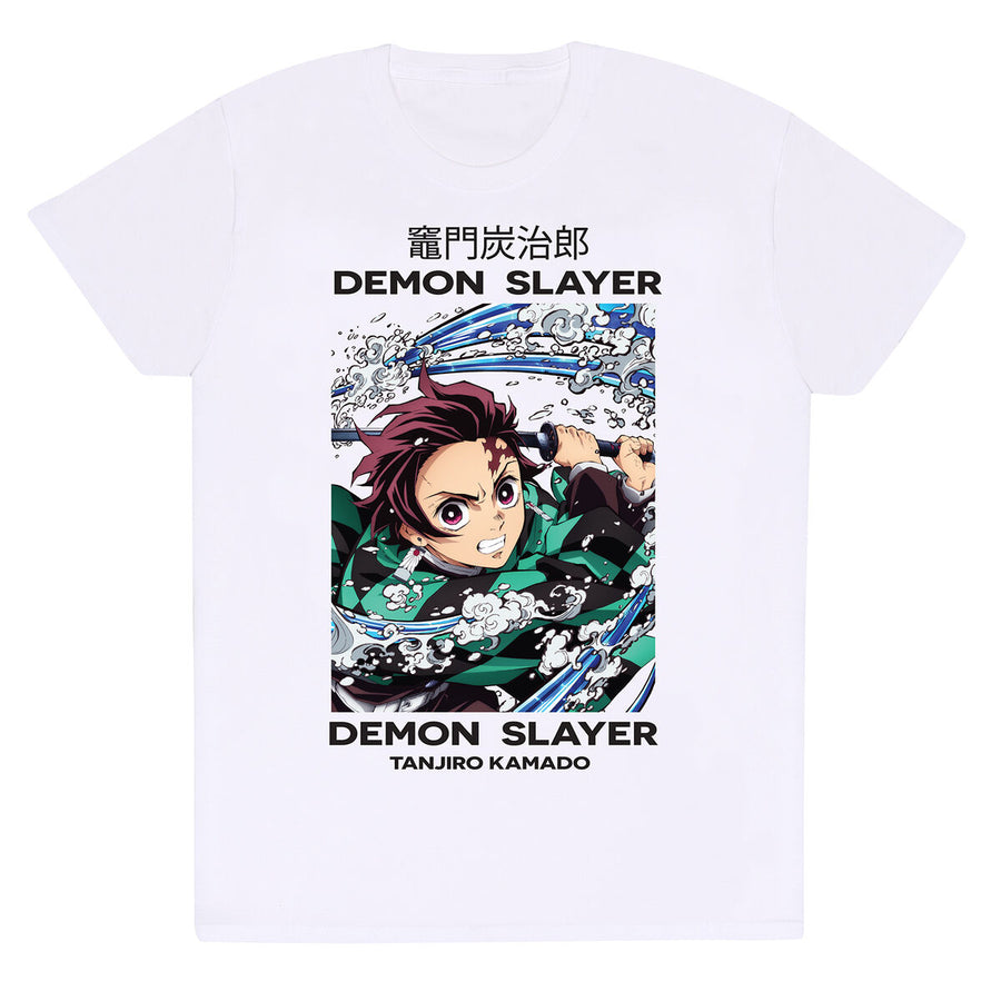 Demon Slayer Whirlpool Kurzarm-T-Shirt Weiss Unisex aus 100 Prozent Baumwolle – Produktansicht