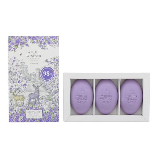 Woods Of Windsor Set Trio, Woods Of Windsor, Lavender, Reinigung, Lavendel, Massage-Seifenstück, Sheabutter, 3 stk, 60 g Regu
