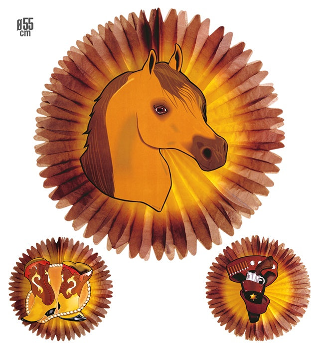 Western Rosette Ø 55 cm in drei verschiedenen Designs für Fasnachtsdeko