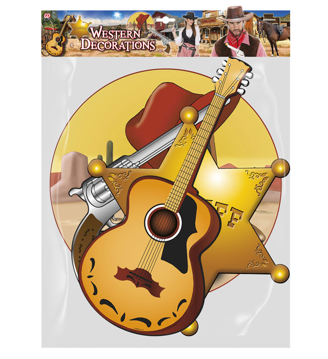 Set von 4 Western Dekorationen in 40 cm Größe für Fasnacht und Mottopartys