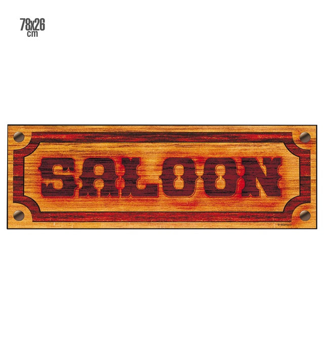 Saloon Schild 78x26 cm im Western-Stil als Fasnacht Dekoration