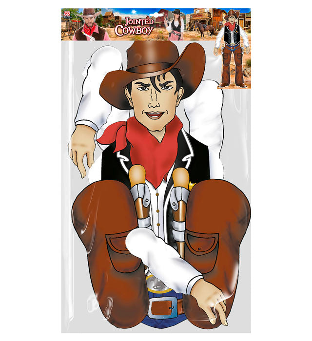 Beweglicher Cowboy Deko-Figur 1,40 m für Fasnacht und Westernpartys
