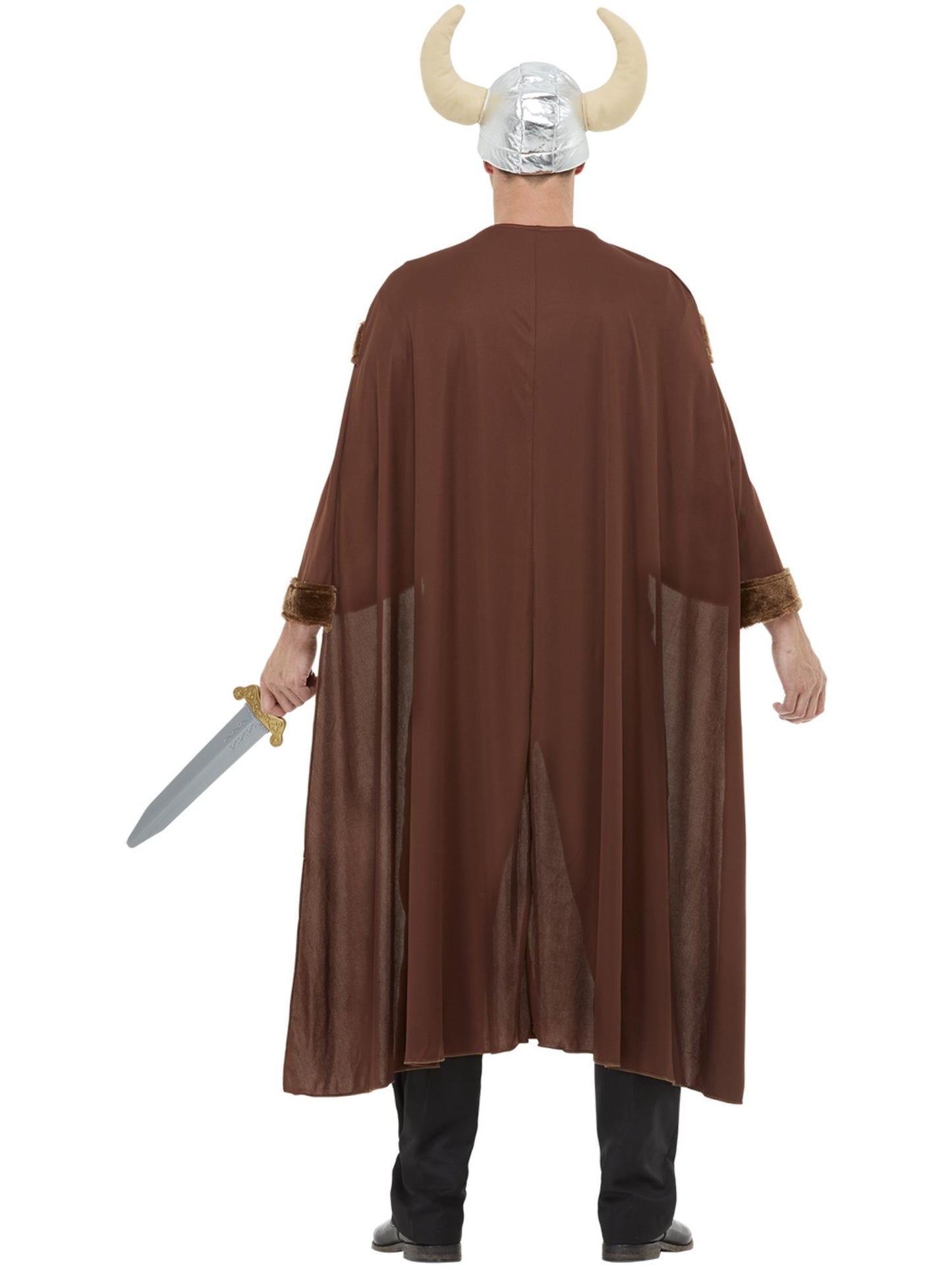 Smiffys Viking Kostüm braun mit Umhang und Helm für Erwachsene – Detailansicht