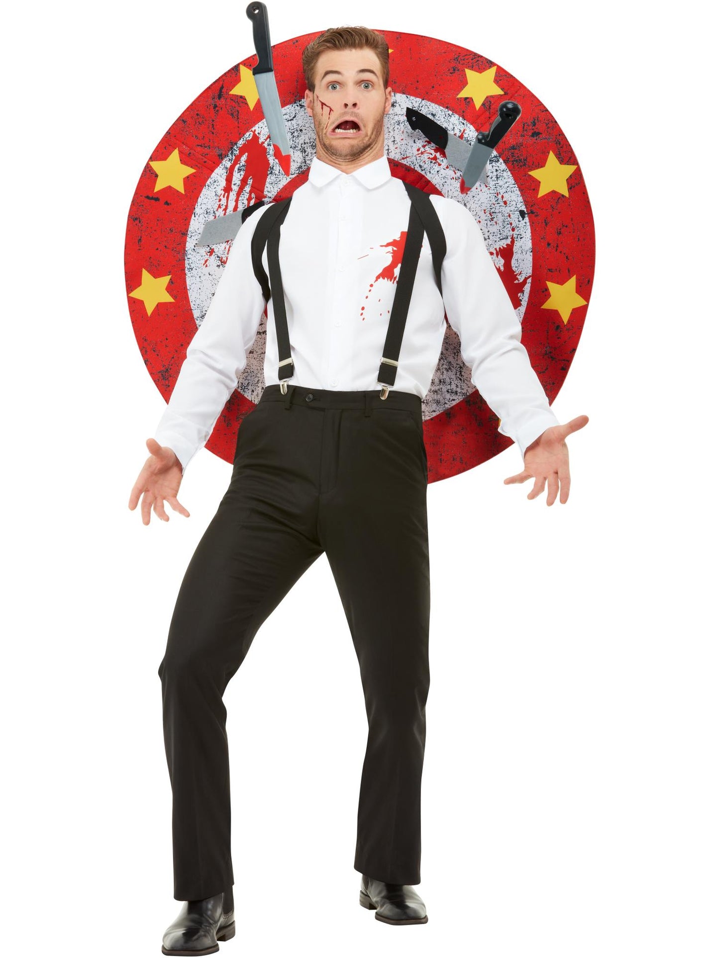 Smiffys JESTER Deluxe Knife Thrower Costume, Red & White CS für Herren