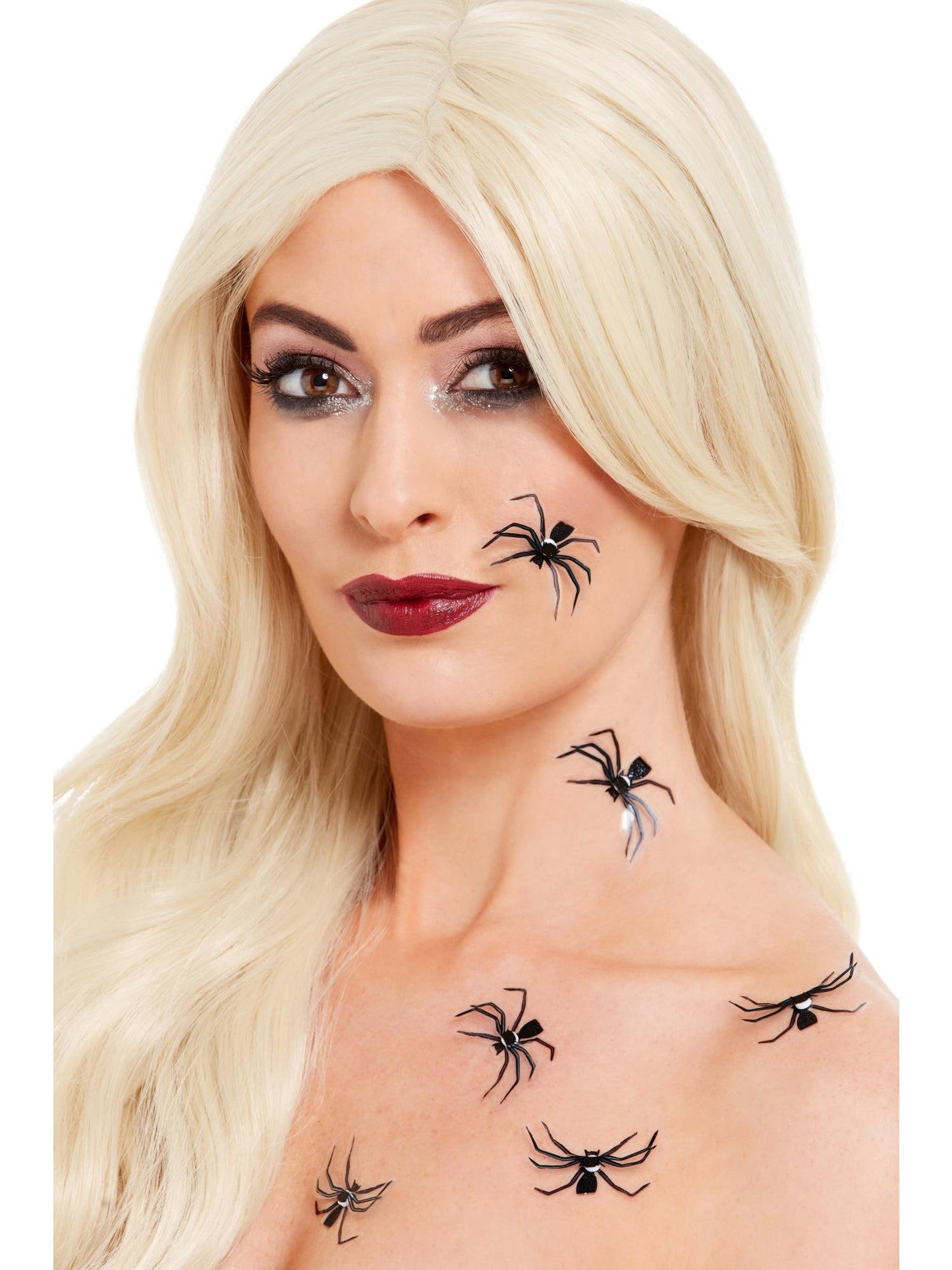 Smiffys 3D Spider Stickers schwarze Spinnensticker für Make-up-FX – Produktansicht